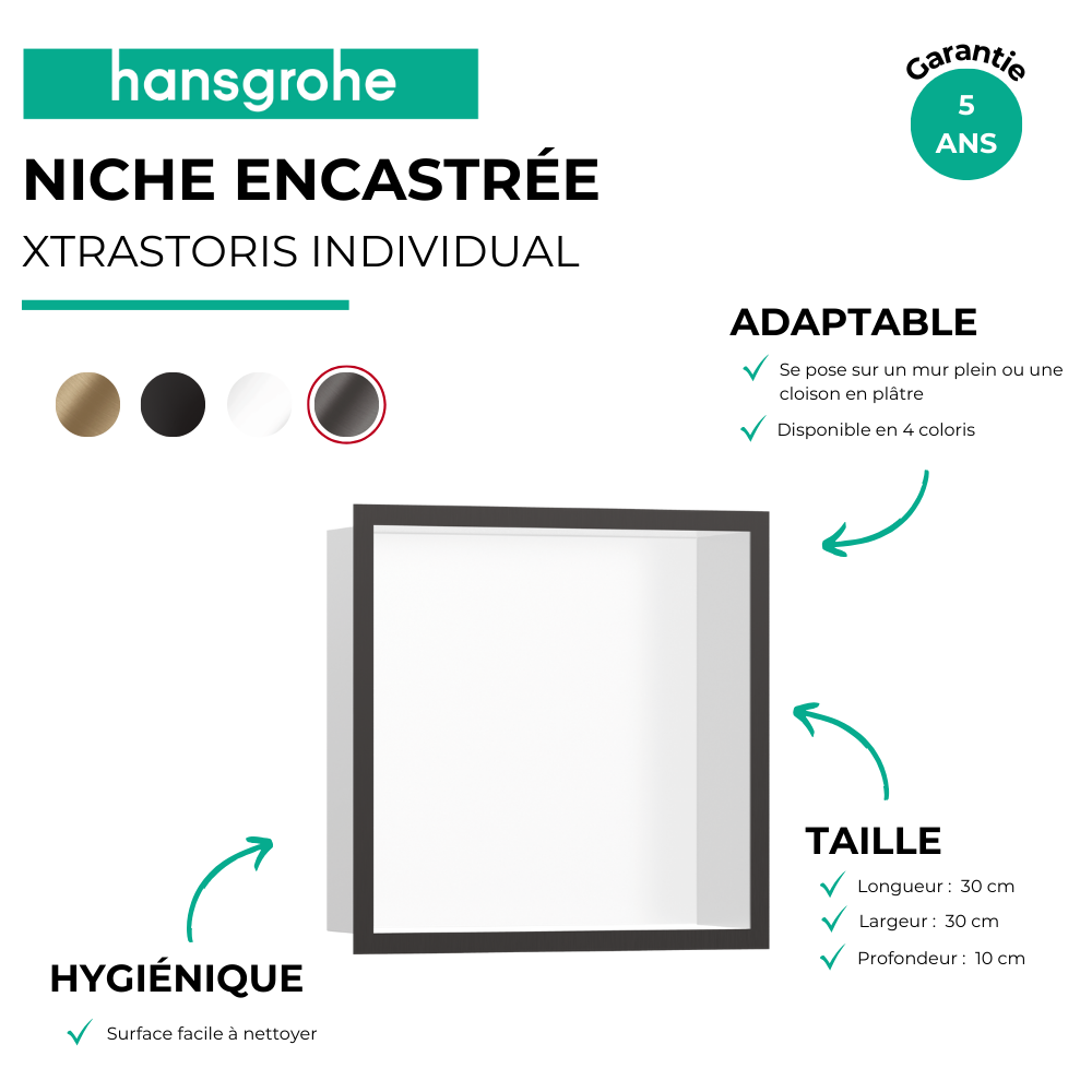 Niche murale fond blanc HANSGROHE XtraStoris| Batinea