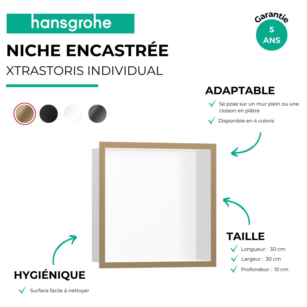 Niche murale fond blanc HANSGROHE XtraStoris| Batinea