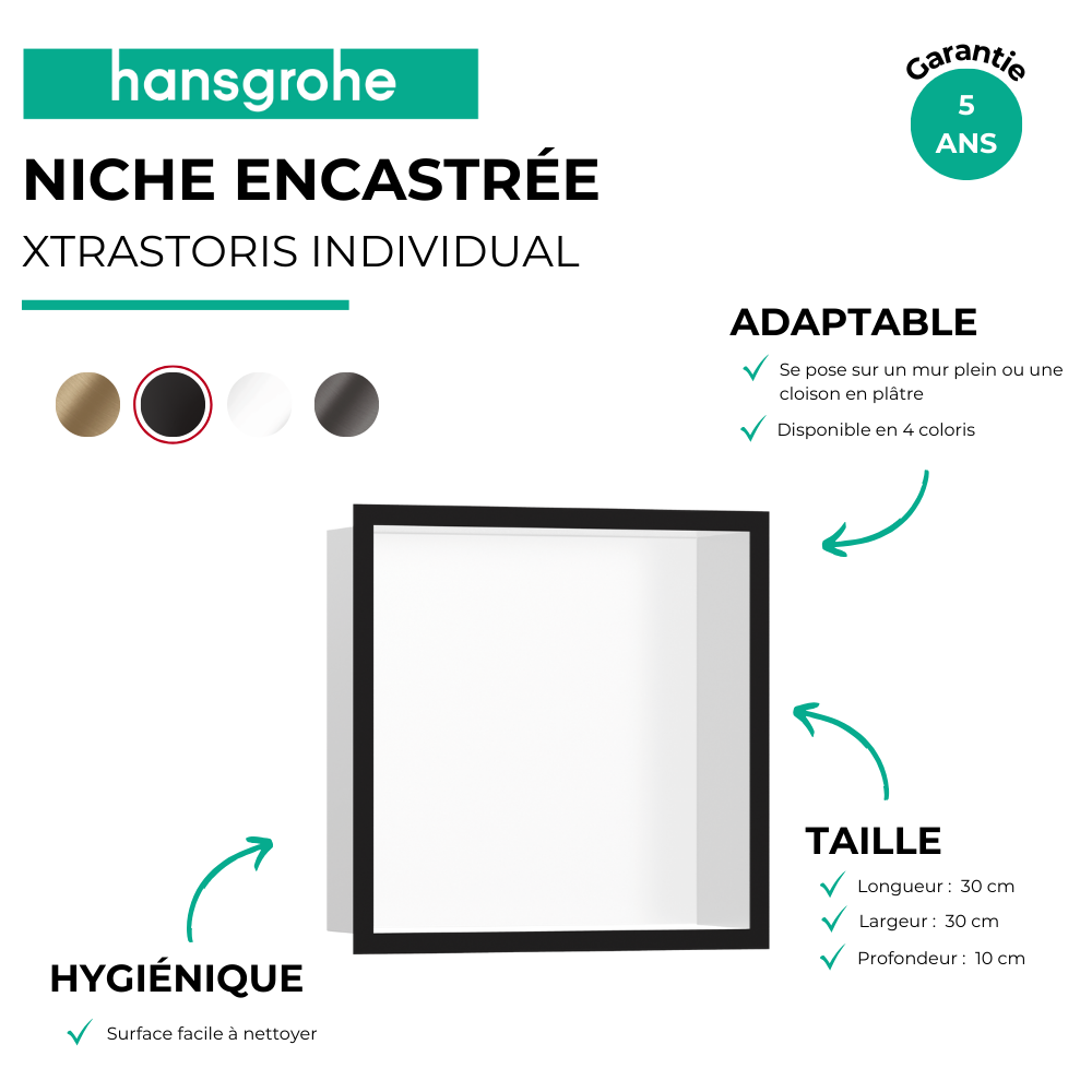 Niche murale fond blanc HANSGROHE XtraStoris| Batinea