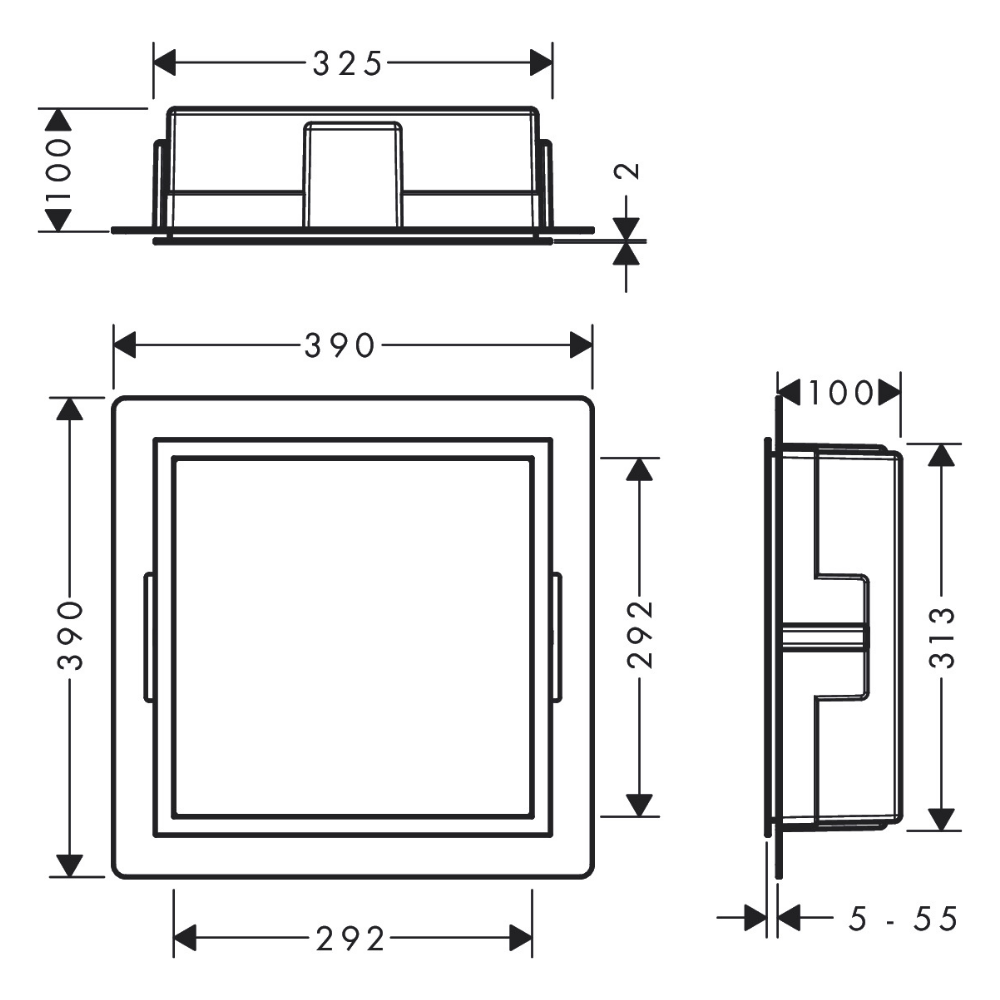 Niche murale fond acier HANSGROHE XtraStoris | Batinea