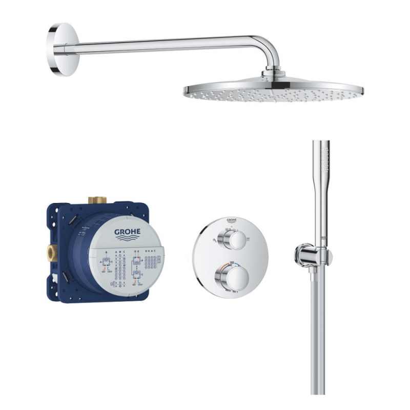 Colonne de douche encastré thermostatique GROHE Rain Mono Chromé