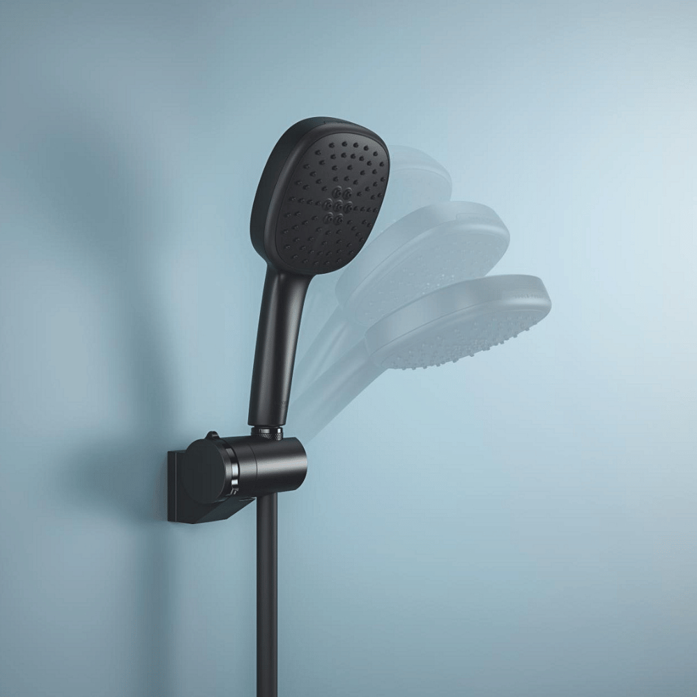 Support mural douchette orientable GROHE Vitalio Universal Noir in situ