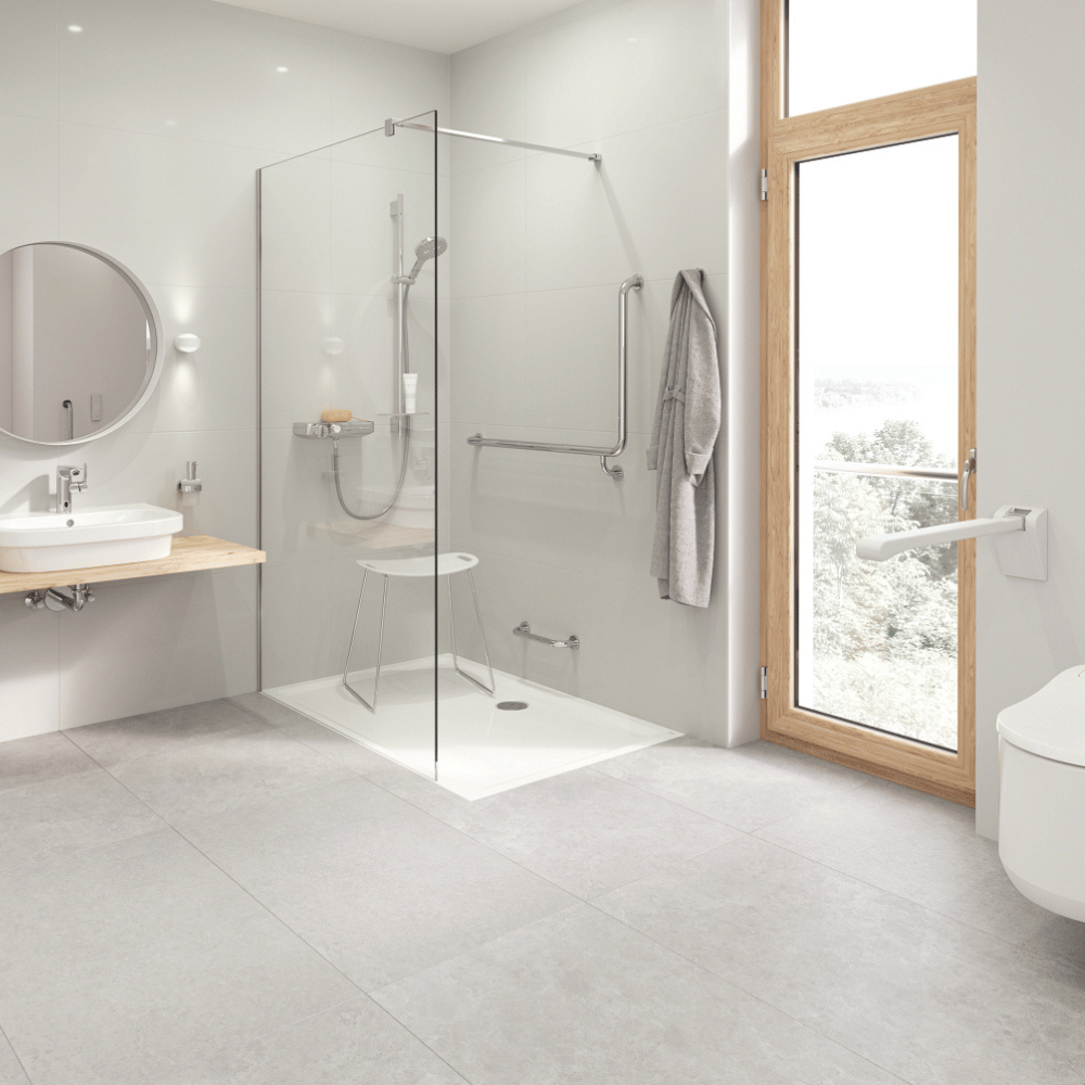 Ensemble de douche GROHE Rainshower Smartactive 130 3 jets avec barre in situ