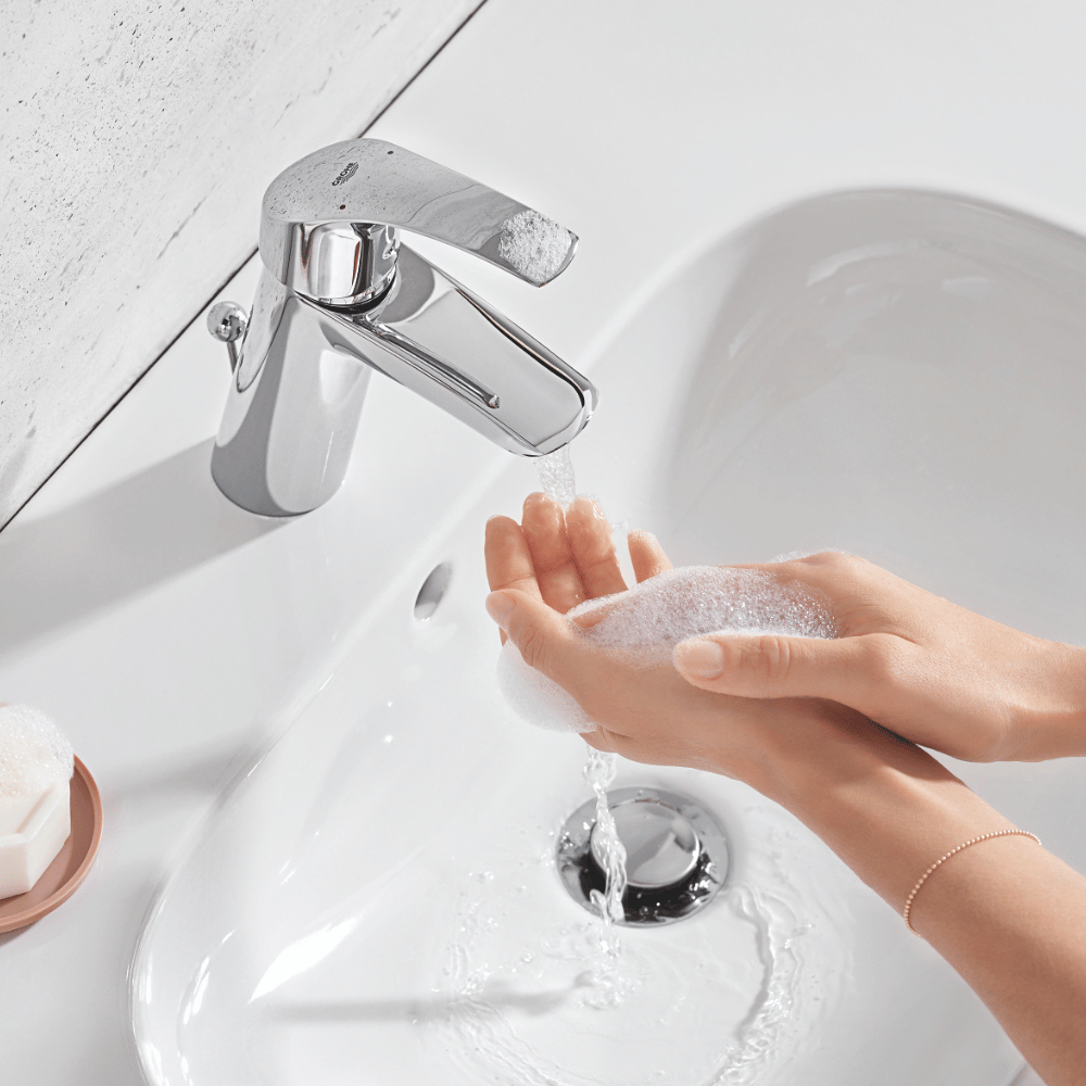 Vasque à poser GROHE Euro Ceramic 60cm  + Mitigeur lavabo M GROHE Eurosmart avec vidage Chromé in situ 2