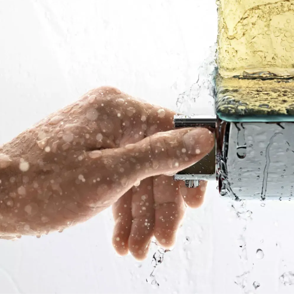 Mitigeur douche thermostatique HANSGROHE Ecostat Select EcoSmart chromé + pack pommeau de douche Crometta 2 jets + flexible + ba
