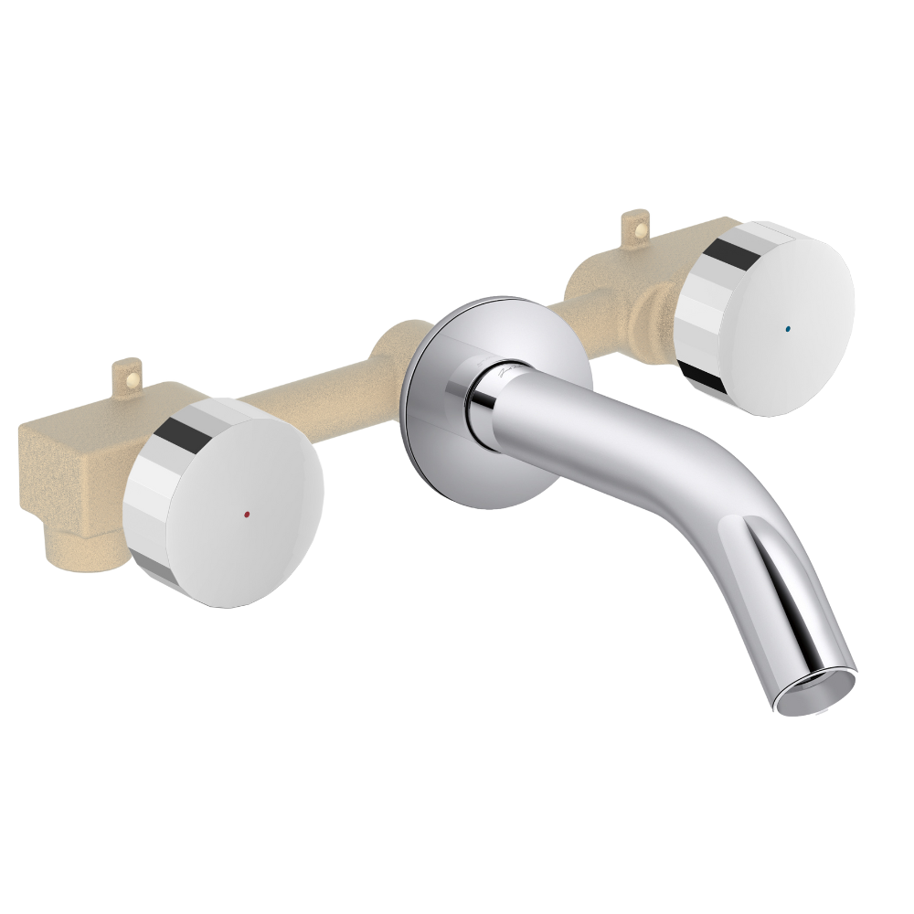 Pack mélangeur lavabo encastré 3 trous JACOB DELAFON Grands Boulevards avec mécanisme complet