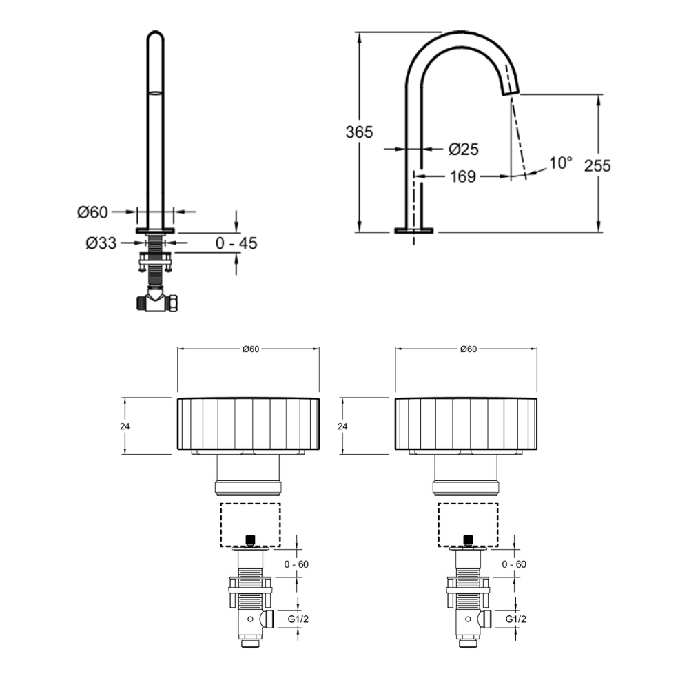 Pack mélangeur lavabo 3 trous XL JACOB DELAFON Grands Boulevards avec mécanisme complet