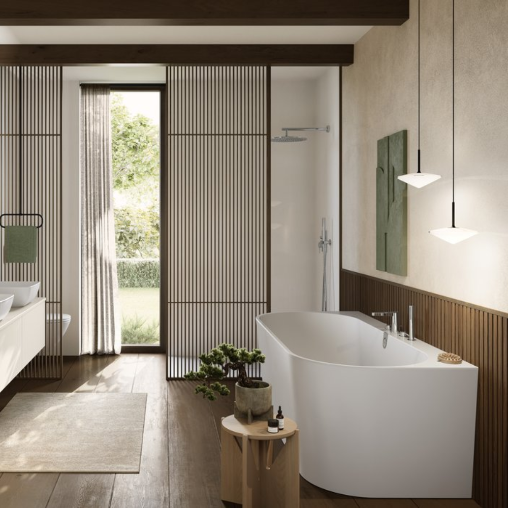 Amvbiance 2 Baignoire semi-îlot murale VILLEROY ET BOCH Oberon 2.0 quaryl