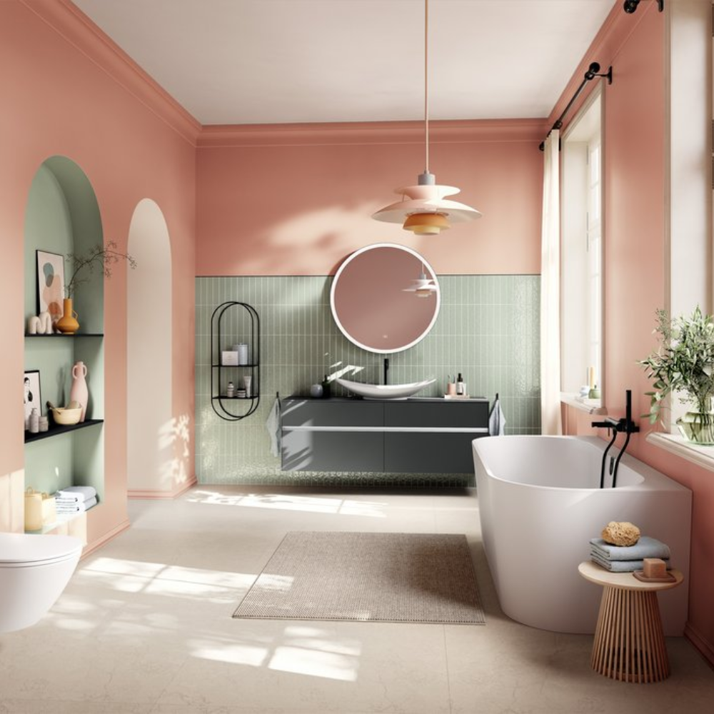 Ambiance 3 Baignoire semi-îlot murale VILLEROY ET BOCH Oberon 2.0 quaryl