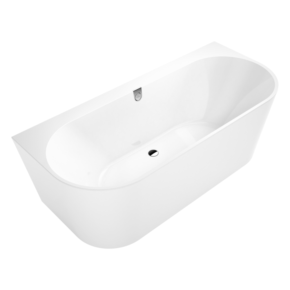 Baignoire semi-îlot murale VILLEROY ET BOCH Oberon 2.0 quaryl blanc brillant