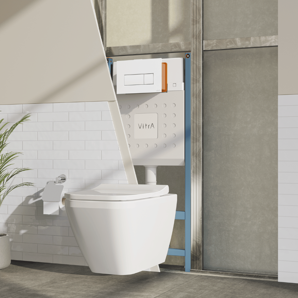 Bâti support VITRA V-Fix Core mur porteur + Plaque Root Round Blanche | Batinea