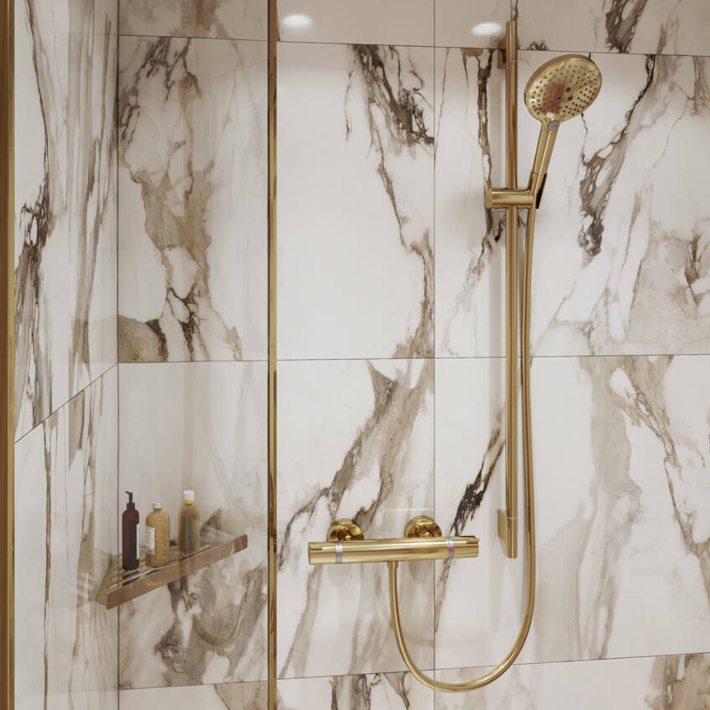 Tablette d'angle HANSGROHE AddStoris doré poli ambiance