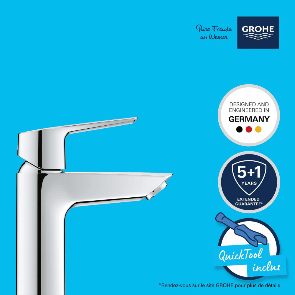 Mitigeur lavabo Grohe Start 2021 monocomande taille S avec vidage Push-Open chromé 23551002_23551002 | Batinea
