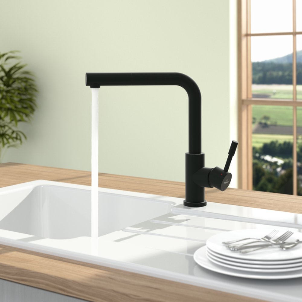 Ambiance 2 Robinet cuisine avec douchette VILLEROY ET BOCH Steel Shower window noir mat