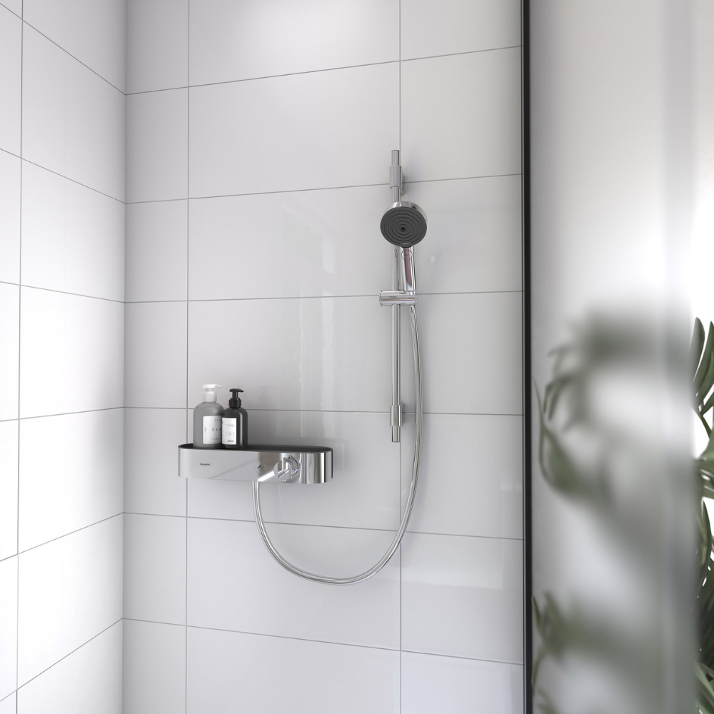 Pommeau de douche HANSGROHE Pulsify Select 105 EcoSmart 3 jets flexible et barre |Batinea