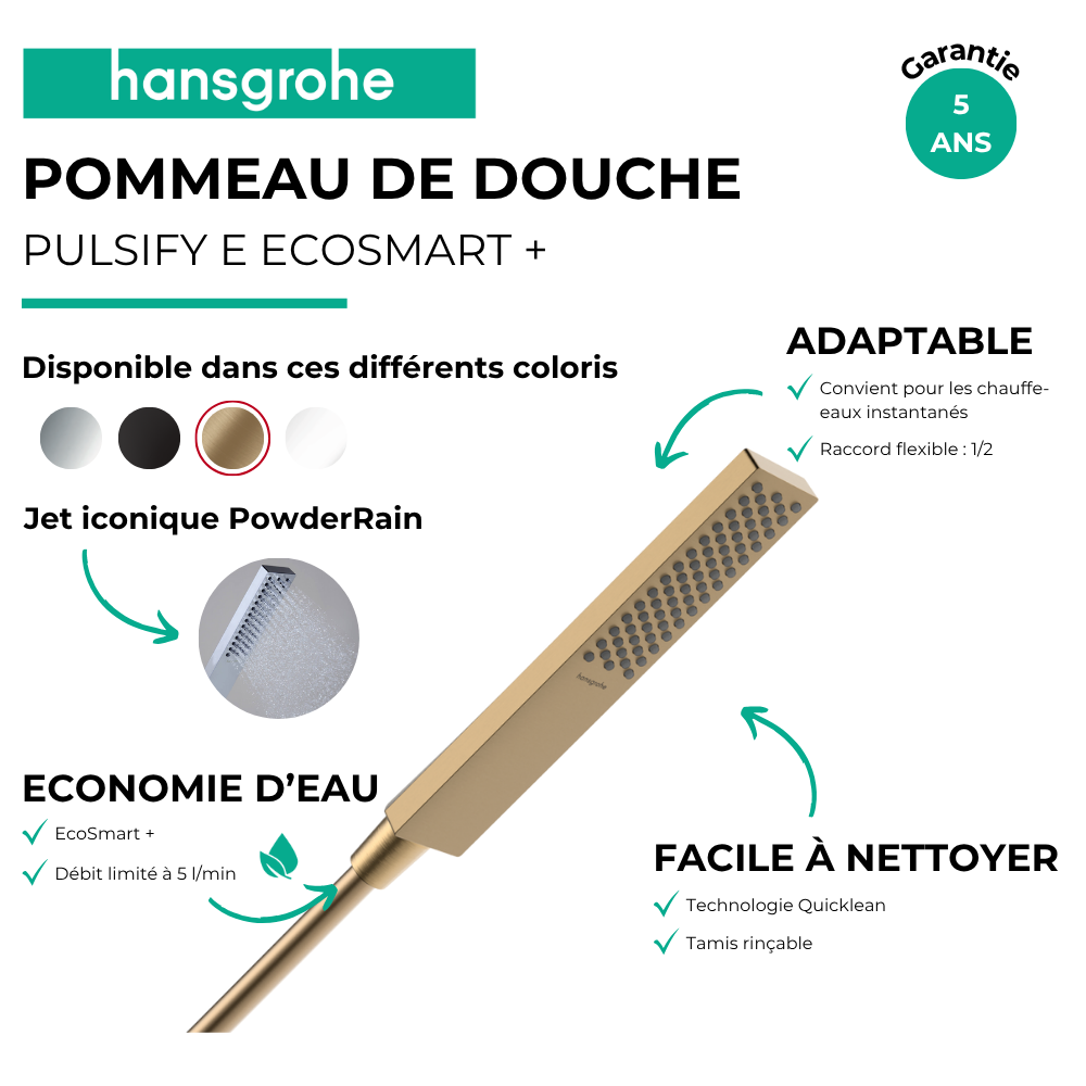 Pommeau de douche HANSGROHE Pulsify E 100 EcoSmart+ | Batinea