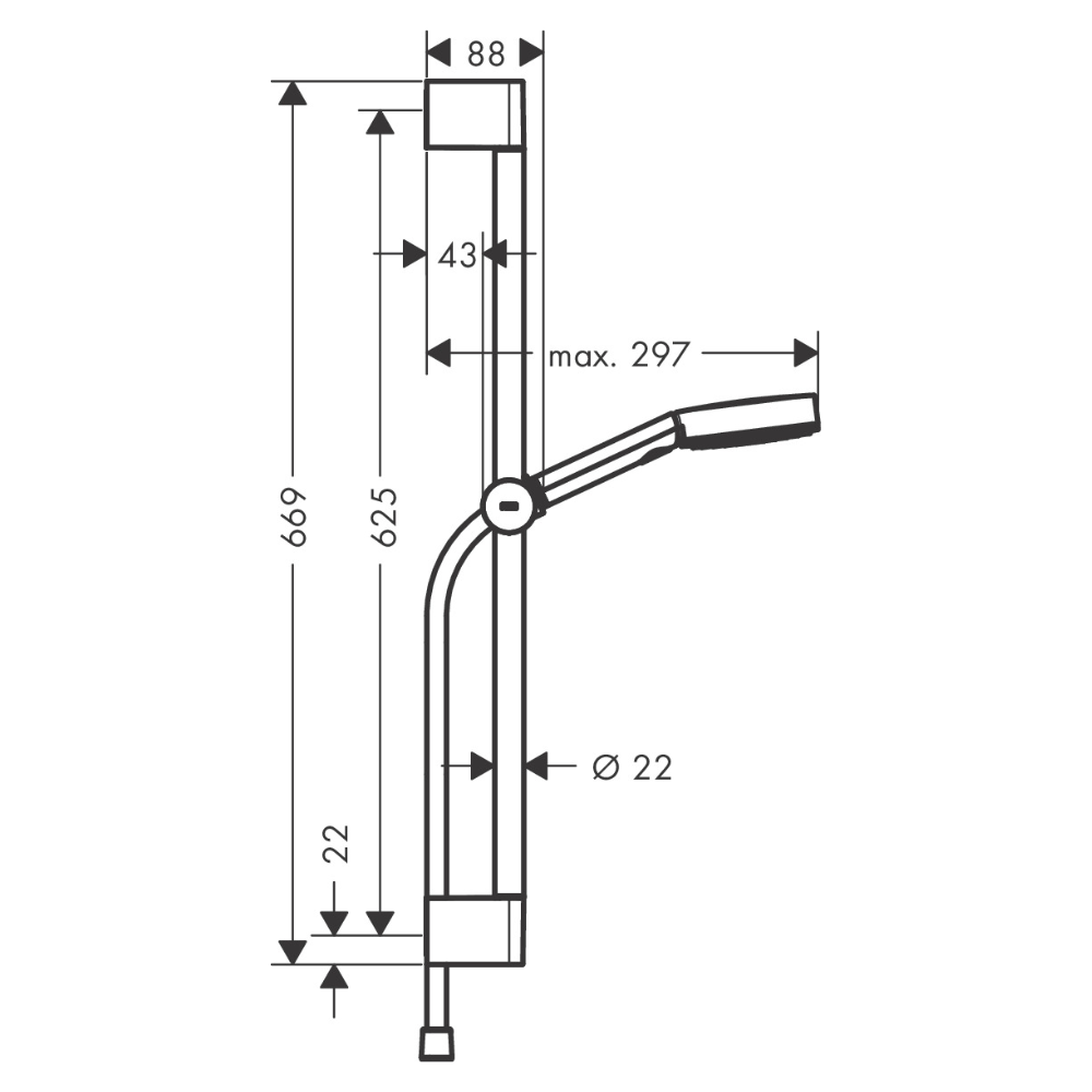 Pommeau de douche HANSGROHE Pulsify Select 105 3 jets flexible et barre | Batinea