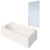 Baignoire droite DURAVIT D-Neo vidage centré + Pare bain  AURYS Mist 1 chromé