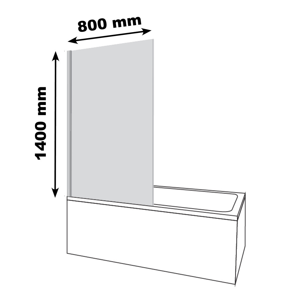 dimensions du pare bain  AURYS Mist 1 chromé