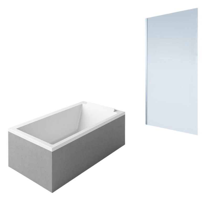 Baignoire droite DURAVIT Starck  + Pare bain AURYS Mist 1 chromé | Batinea