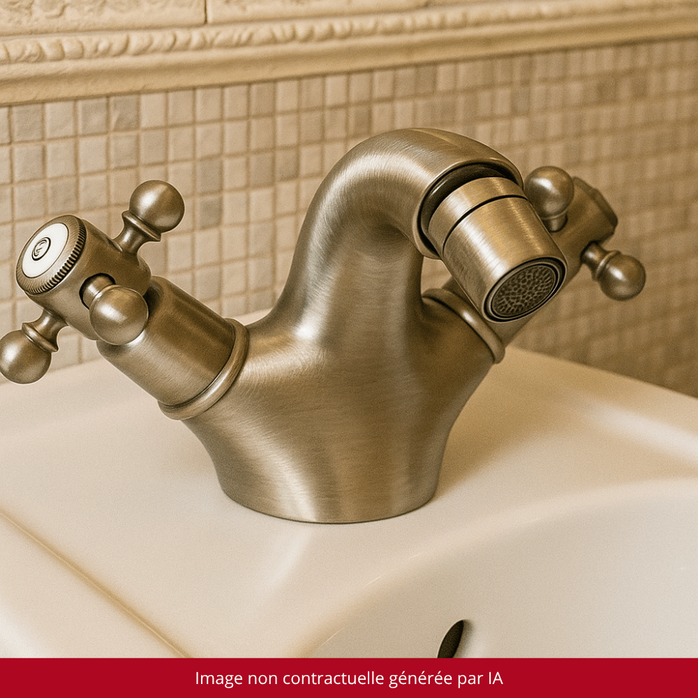 Mélangeur bidet monotrou PAINI Tiffany gris acier dans salle de bain vintage