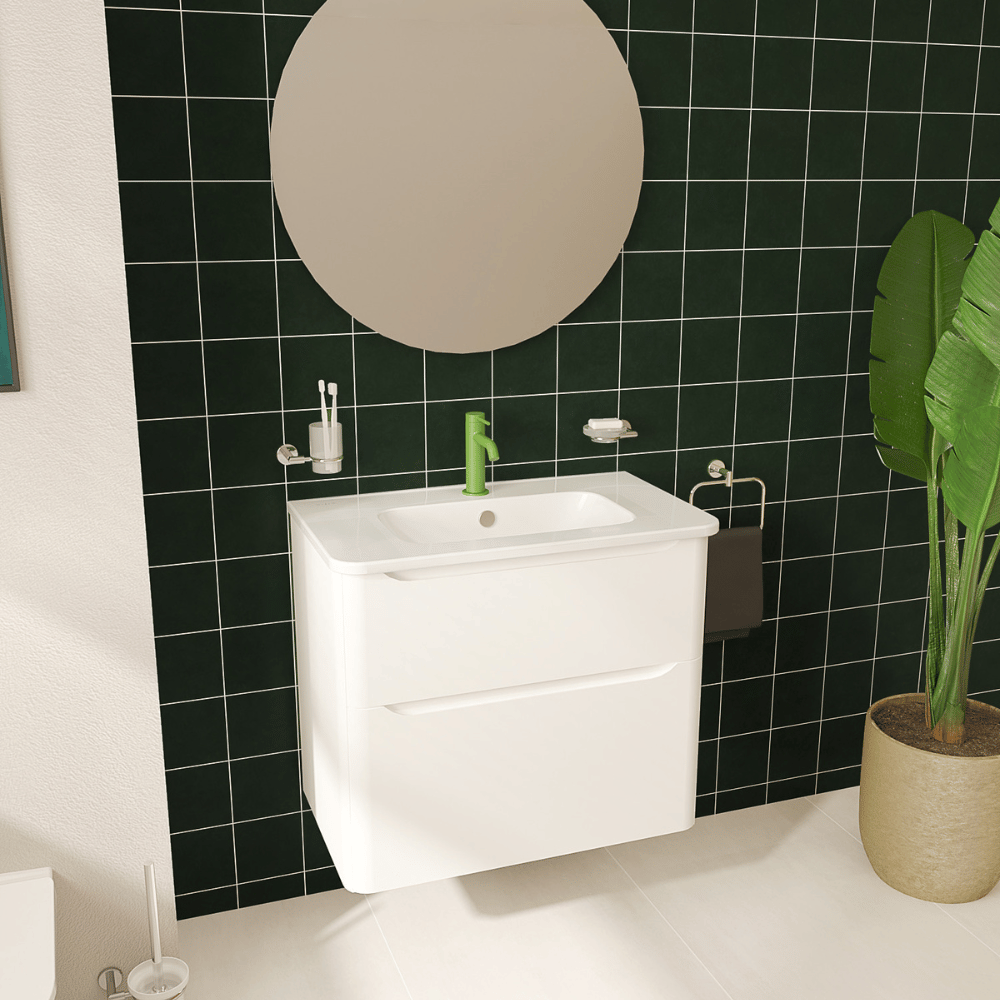 Meuble vasque suspendu VITRA Sento Round Blanc brillant in situ