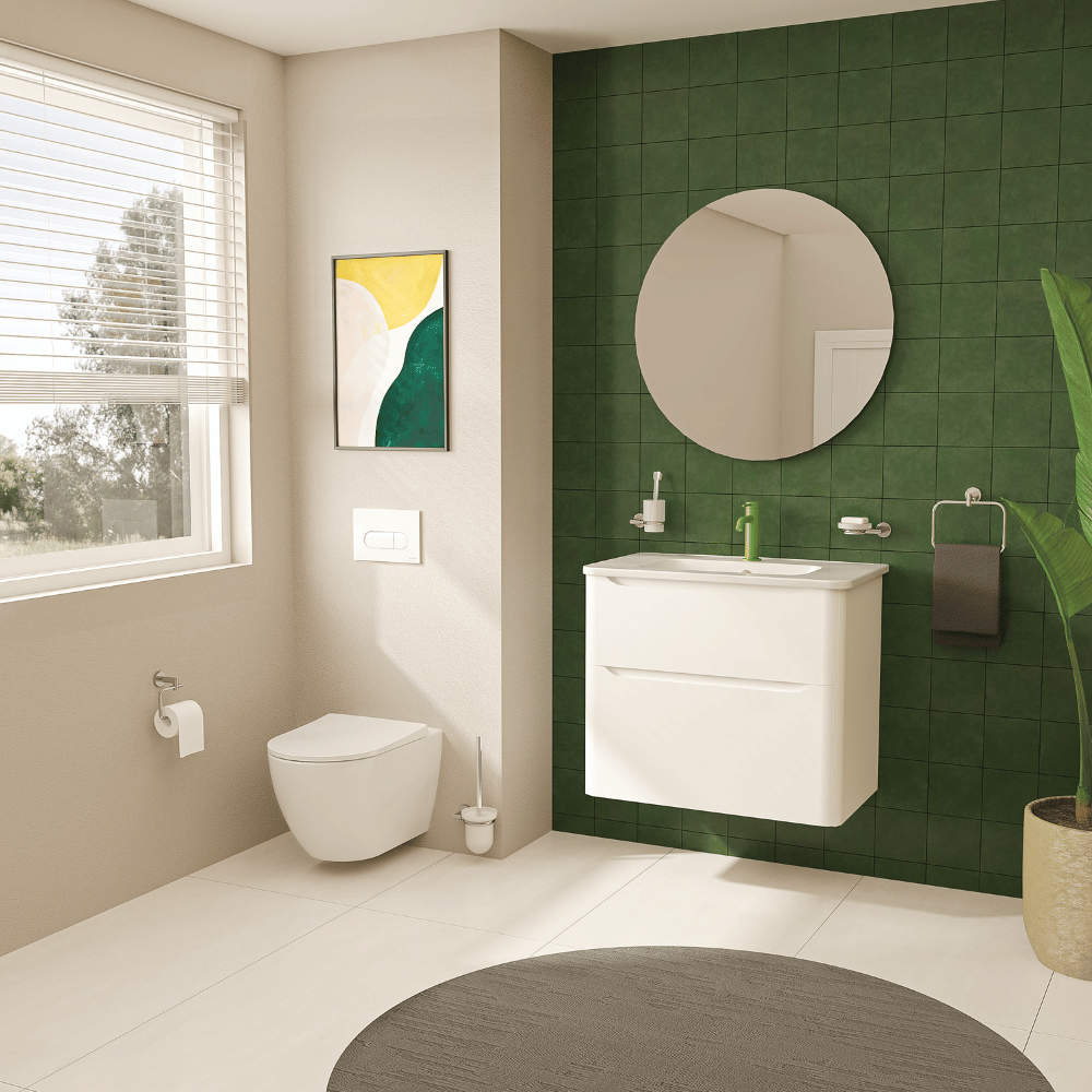 Meuble vasque suspendu VITRA Sento Round Blanc brillant in situ