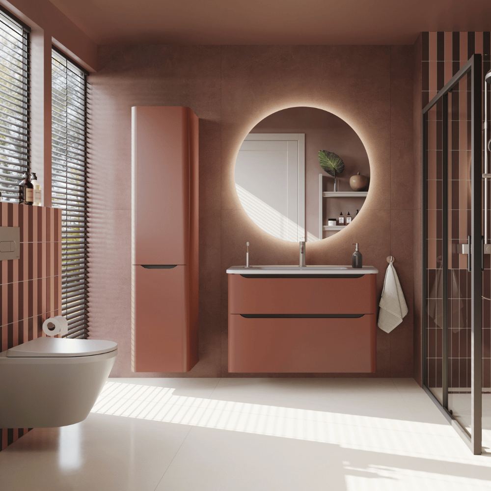 Meuble vasque suspendu VITRA Sento Round Terracotta mat + Colonne in situ
