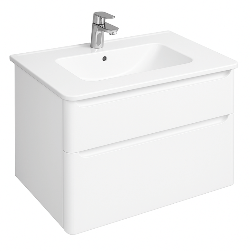Meuble vasque suspendu VITRA Sento Round blanc brillant