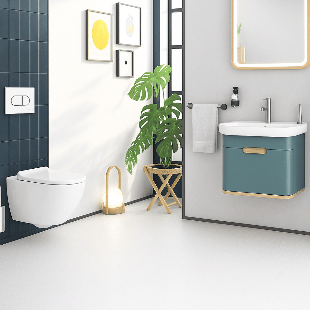 Pack WC suspendu compact VITRA Sento + bâti autoportant V-Fix Core + Plaque Round | Batinea