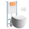 Pack WC suspendu compact VITRA Sento + bâti autoportant V-Fix Core + Plaque Round | Batinea