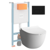 Pack WC suspendu compact VITRA Sento + bâti autoportant V-Fix Core + Plaque Round | Batinea