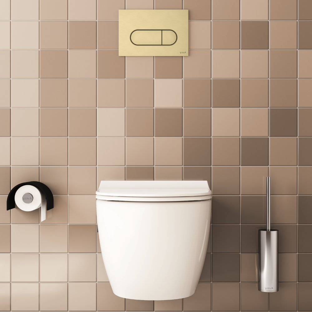 Pack WC suspendu compact VITRA Sento + bâti autoportant V-Fix Core + Plaque Round | Batinea