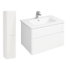 Meuble vasque suspendu VITRA Sento Round Blanc brillant + Colonne chêne version gauche