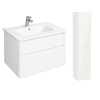 Meuble vasque suspendu VITRA Sento Round Blanc brillant + Colonne chêne version droite