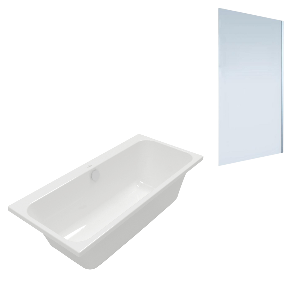 Baignoire droite VB Architectura + Pare bain AURYS Mist 1 chromé version droite
