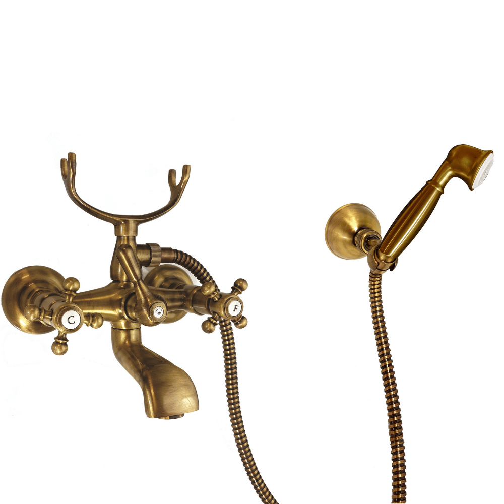 Mélangeur bain douche + flexible + douchette + support PAINI Tiffany vieux bronze