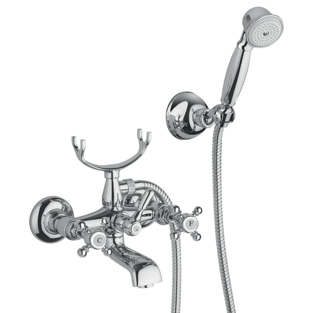 Mélangeur bain douche + flexible + douchette + support PAINI Tiffany chromé
