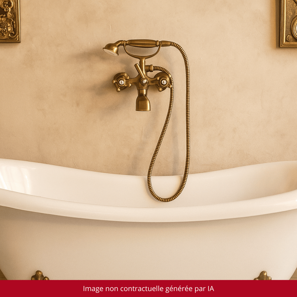 Mélangeur bain douche + flexible + douchette + support PAINI Tiffany in situ vieux bronze