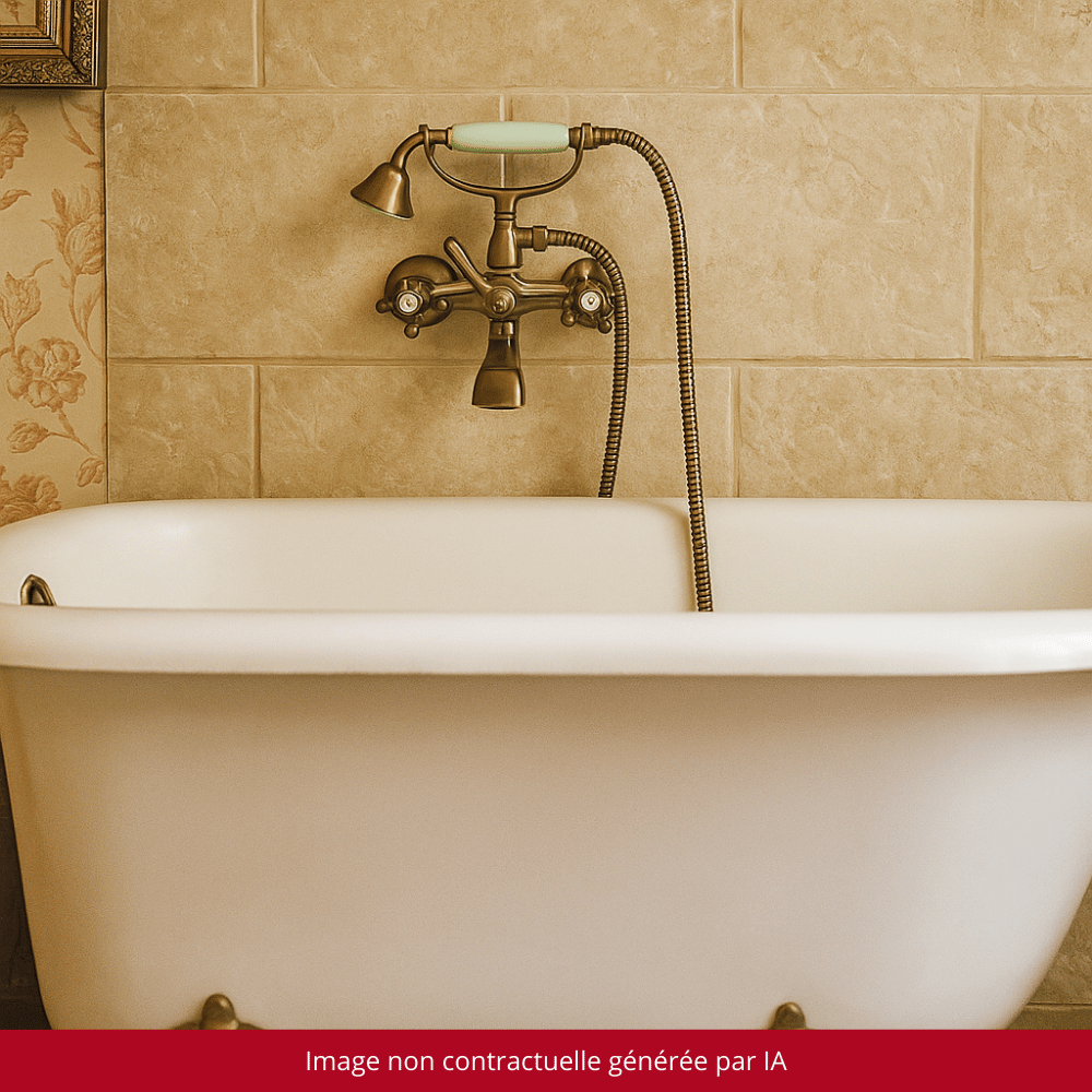 Mélangeur bain douche + flexible + douchette + support PAINI Tiffany gris acier in situ