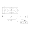 Schéma technique Baignoire droite VILLEROY ET BOCH Oberon 2.0 quaryl 180 x 80