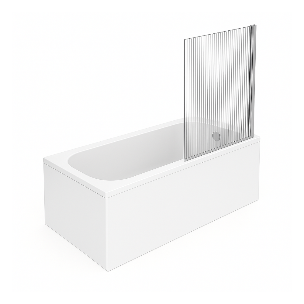 Baignoire droite VILLEROY ET BOCH Oberon quaryl + Pare-bain AURYS Raywall chromé droite