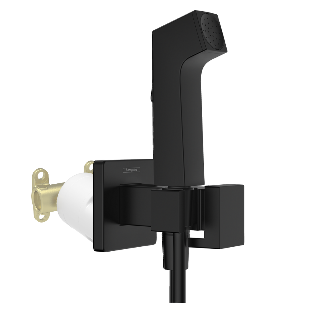 Douchette WC HANSGROHE EcoSmart E avec robinet d'arret et corps d'encastrement noir