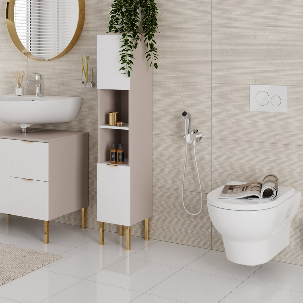Ambiance Douchette WC HANSGROHE EcoSmart S avec robinet d'arret et corps d'encastrement chromé