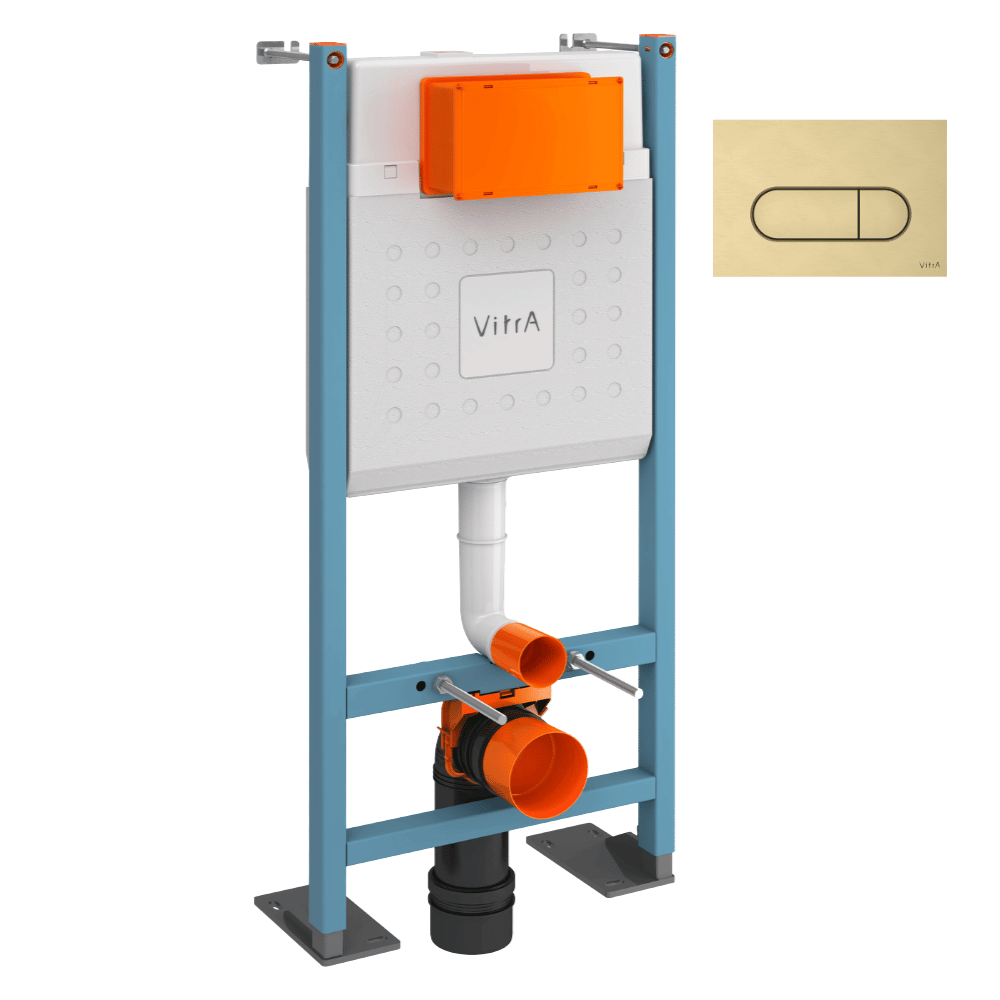 Bâti-support VITRA V-Fix Core auto-portant + Plaque Root Round or brossé