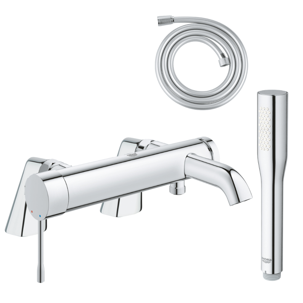 Pack mitigeur mécanique GROHE Essence avec colonnettes + Douchette 1 jet Vitalio Get Stick + Flexible 1750 mm