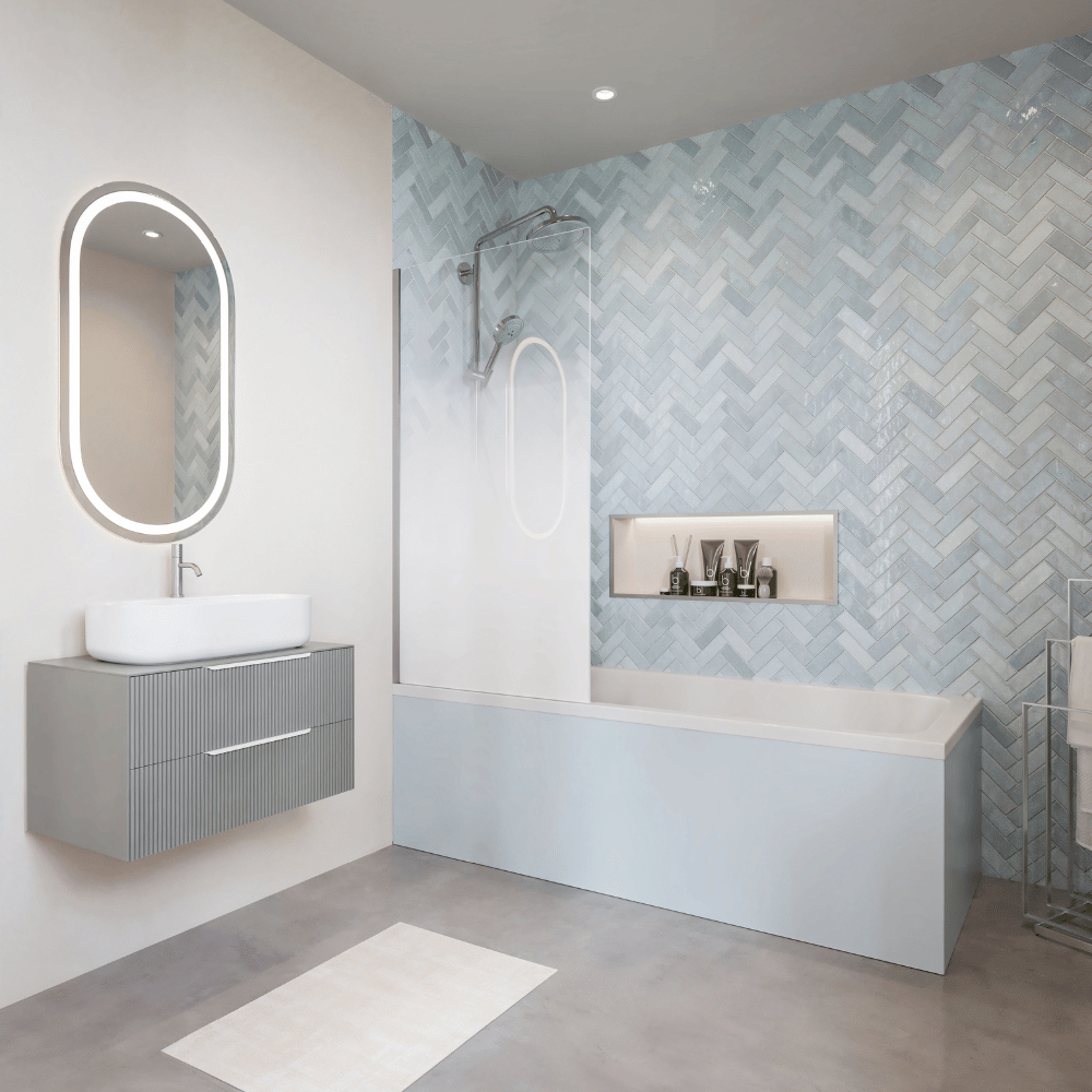 Ambiance Baignoire droite VILLEROY ET BOCH Collaro + Pare-bain AURYS Mist 1 gauche