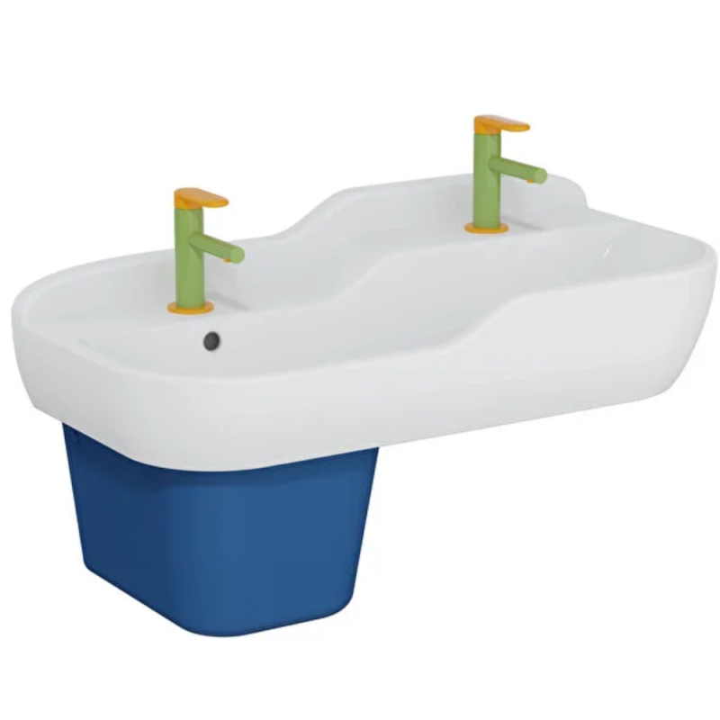 Pack lavabo pour enfant VITRA Sento Kids 85 cm + Mitigeur lavabo jaune et vert | Batinea