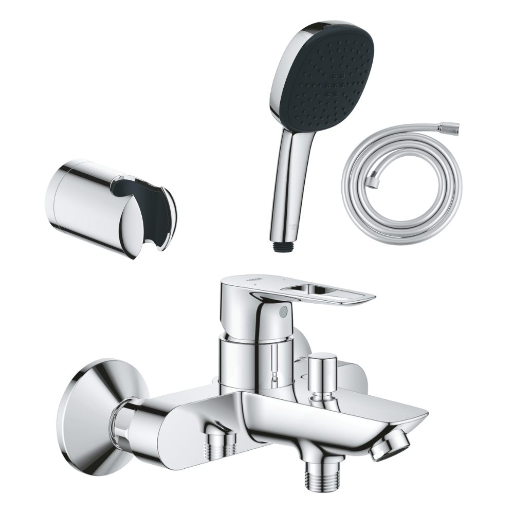 Pack mitigeur mécanique GROHE Start Loop + Douchette 2 jets GROHE Vitalio Comfort 110 + Flexible1750 mm et support