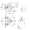 dimensions du pack mitigeur mécanique GROHE Start Loop + Douchette 2 jets GROHE Vitalio Comfort 110 + Flexible1750 mm et support